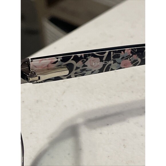 Bebe Eyeglasses Frames BB5185 100 Black Rectangle Rim Floral - Picture 6 of 9